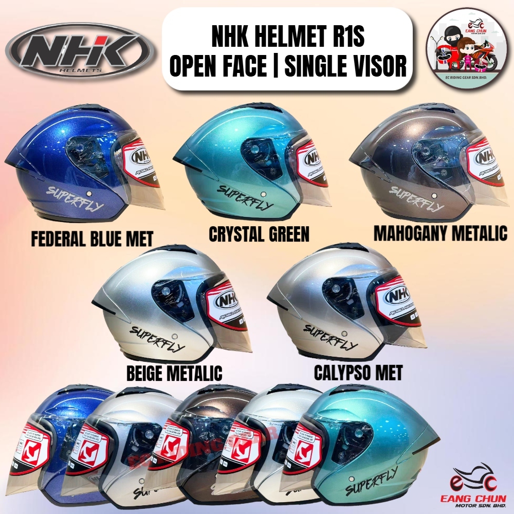 [READY STOCK] NHK HELMET R1S OPEN FACE HELMET | SINGLE VISOR | Shopee ...