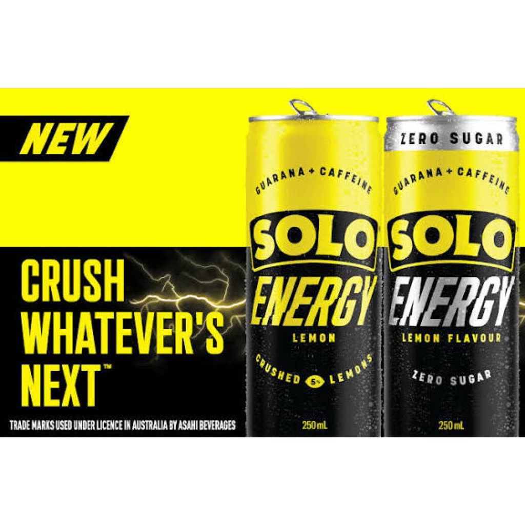 New!! Solo Energy Drink Zero Sugar Lemon 500mL x 4 /Schweppes Solo ...