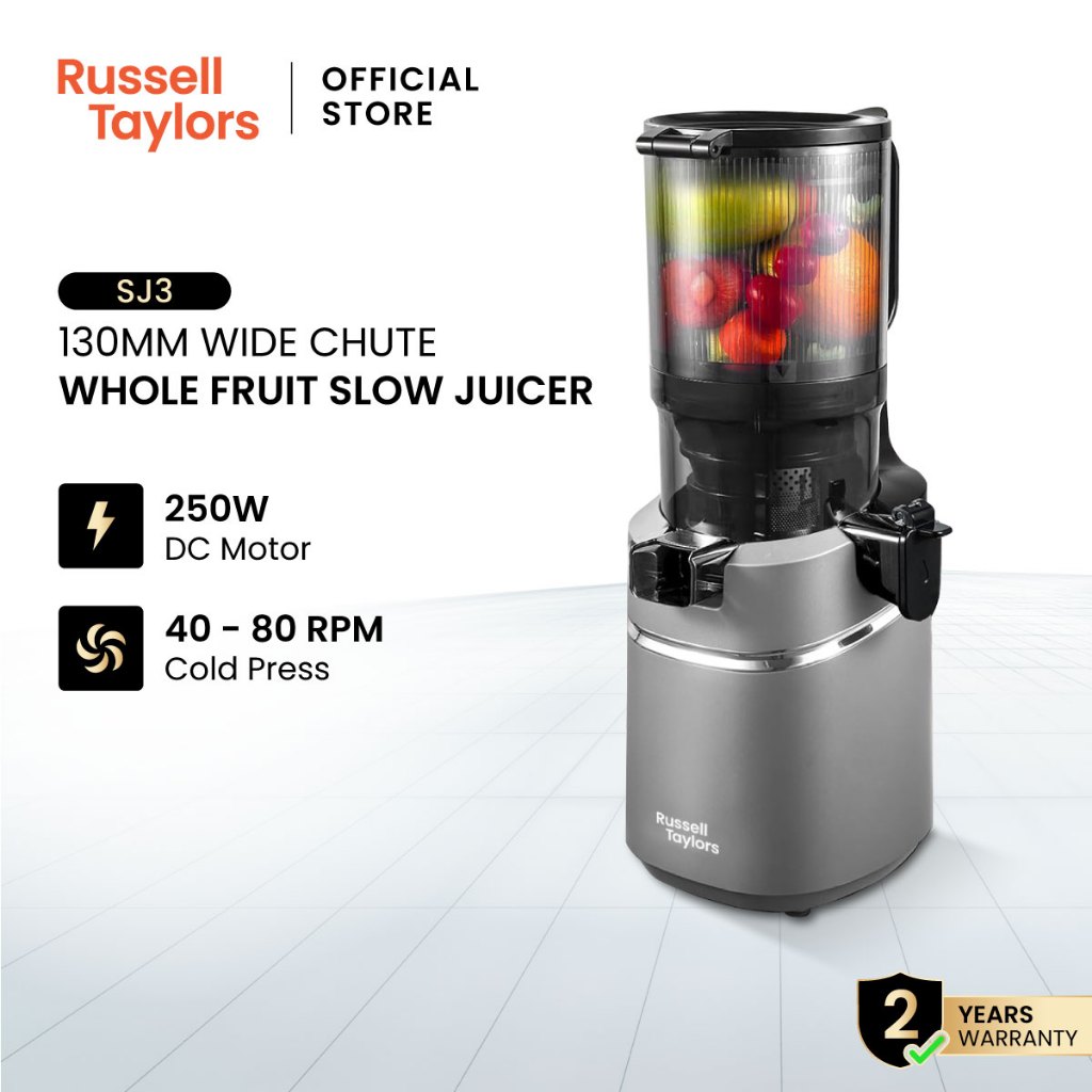Russell Taylors Masticating Cold Press Slow Juicer with 130mm Wide Feeding  Tube SJ3