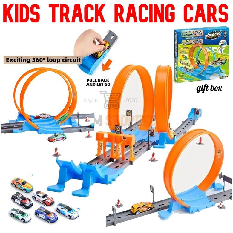 #ReadyStock 40pcs Mainan Kereta DIY Assembled Dual-track Racing Car ...