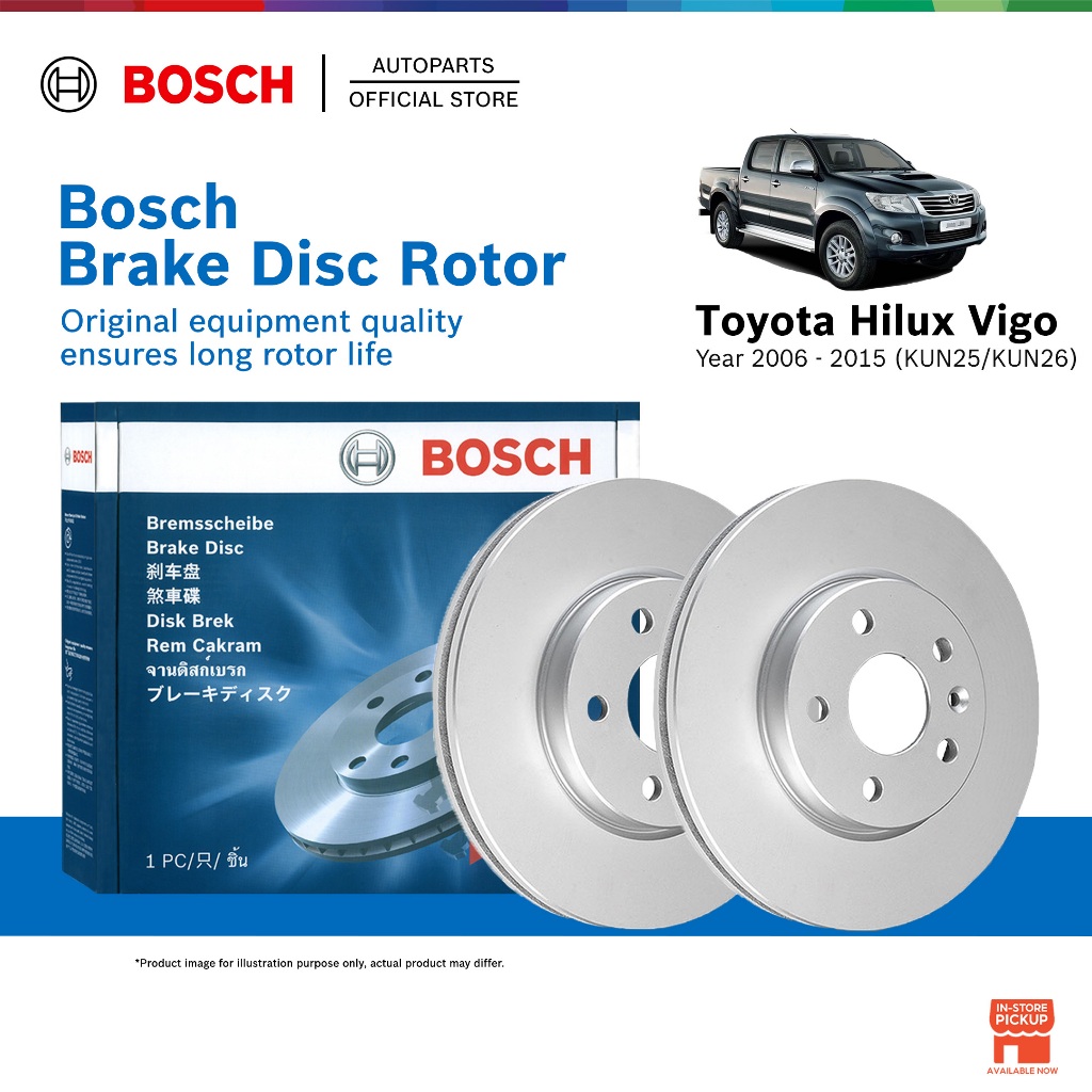 Bosch Front Brake Disc Rotor for Toyota Hilux Vigo KUN25 KUN26 7th Gen ...
