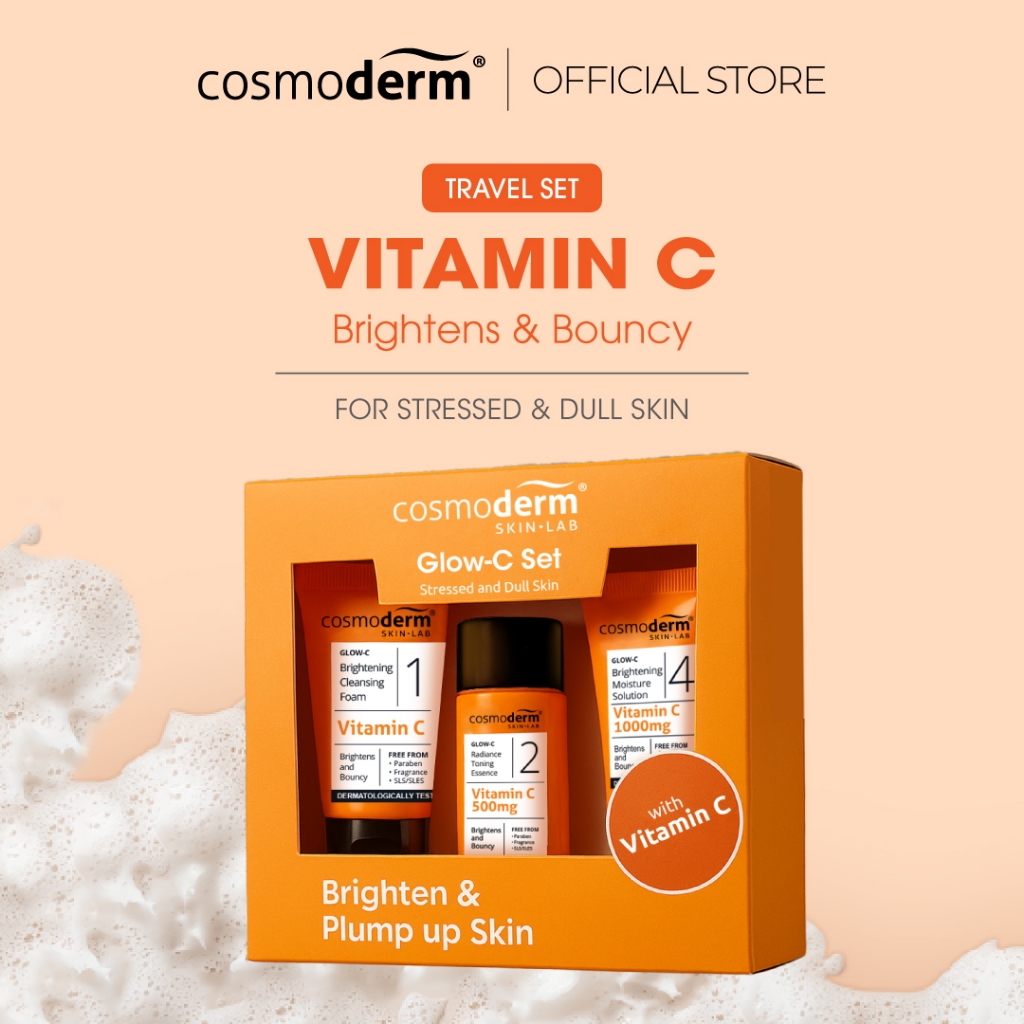 Cosmoderm Glow-C Set (Vitamin C),Travel Set, Brightening, Mencerahkan ...