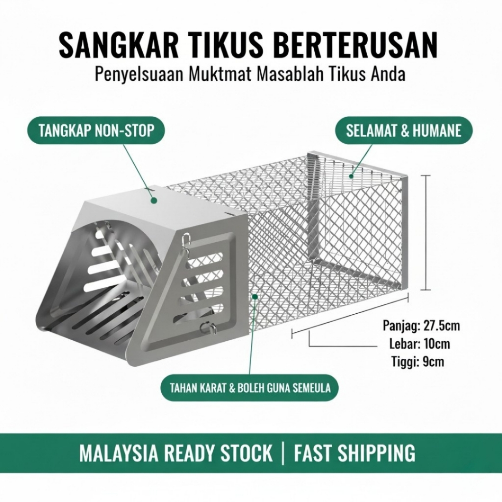 Continuous Mouse Trap Auto Reset Perangkap Tikus Automatik Sangkar Besi ...