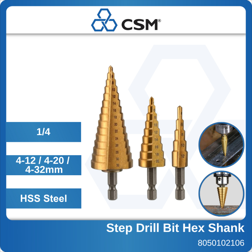 CSM HSS Step Drill Bit 1/4