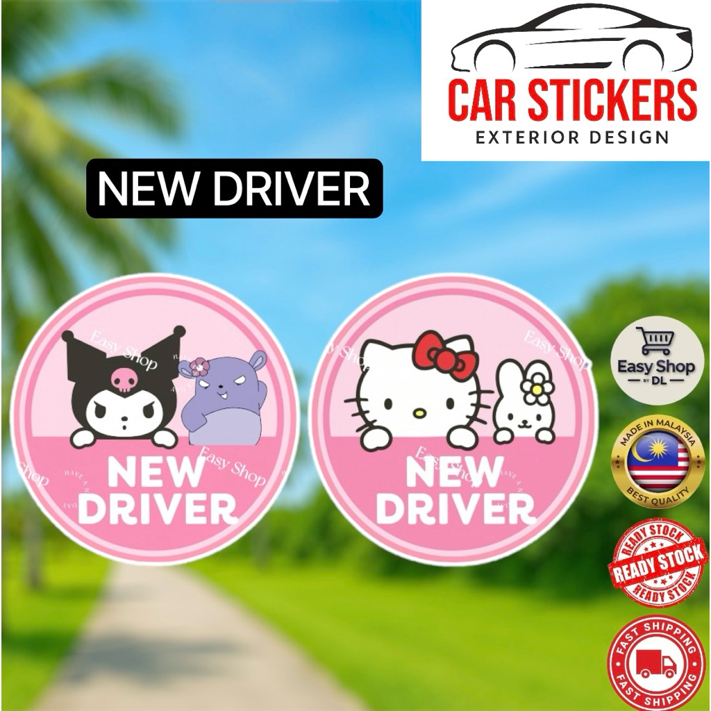New Driver Car Sticker Sticky Label Sticker Exterior Design Tampal Di ...
