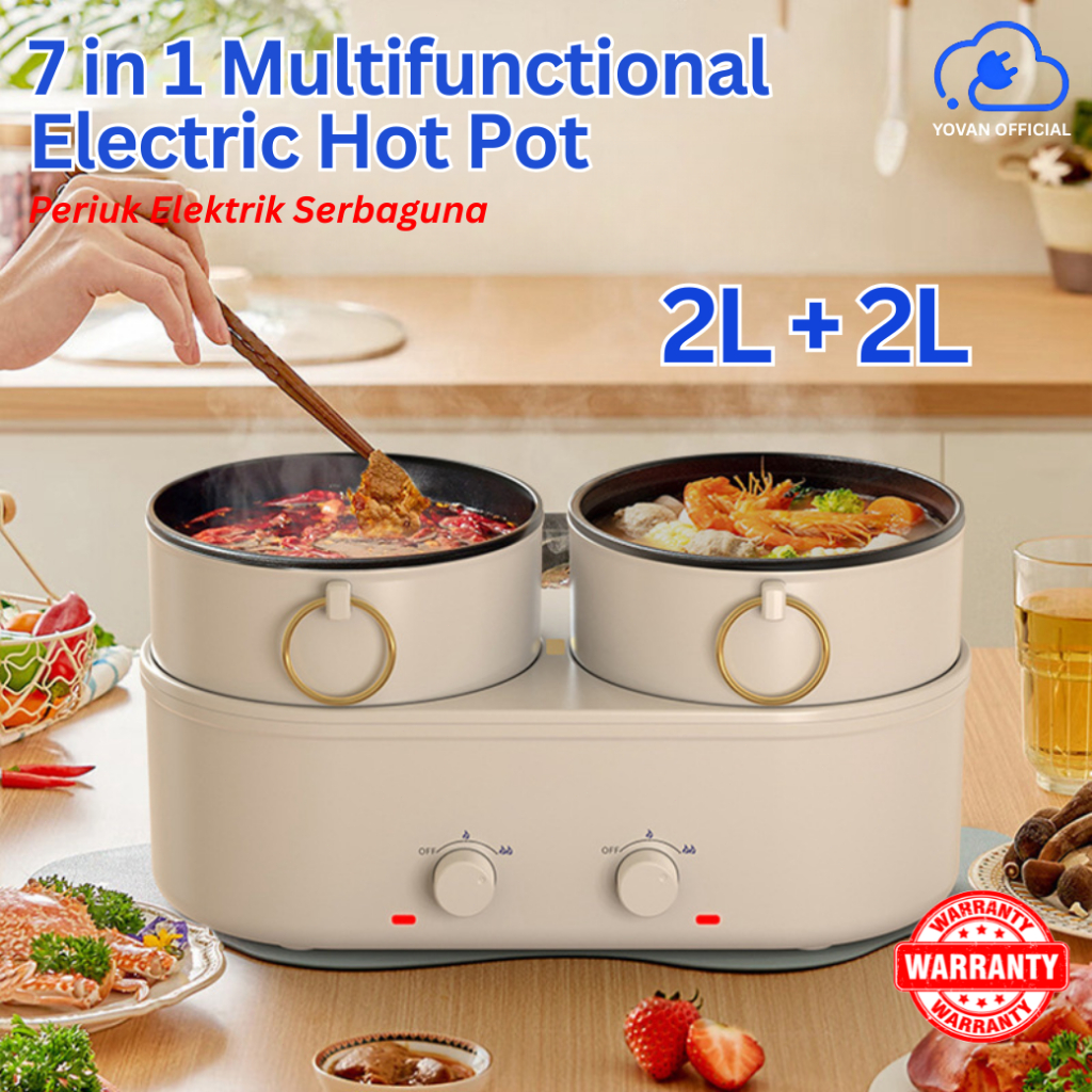 Multifunctional Cooker Electric Hot Pot Rice Cooker Dual Pot Non Stick ...