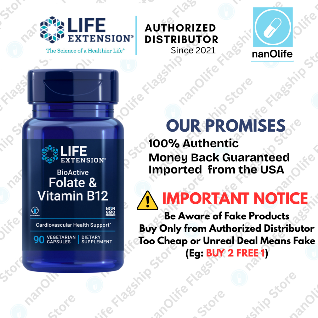 [Life Extension] BioActive Folate & Vitamin B12, EXP: 12/27, 90 ...