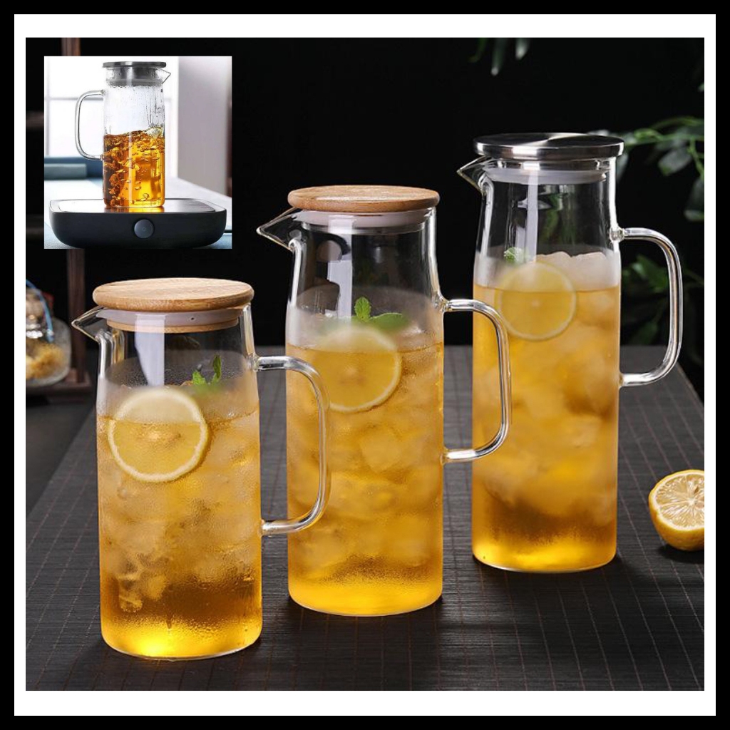 Water pitcher Borosilicate glass jug Water jug with lid Tempayan air ...