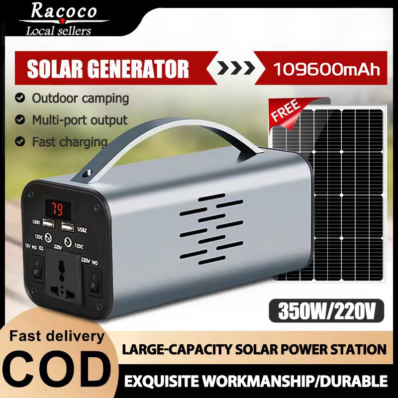 350W Portable Solar Power Station 220V Emergency Backup Power Solar ...