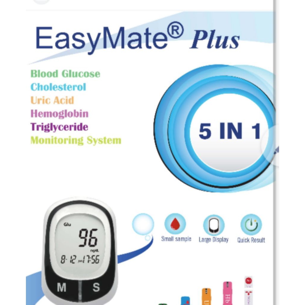 Easymate Plus 5 in 1 Monitoring Device Blood (Glucose/Cholesterol/Uric ...