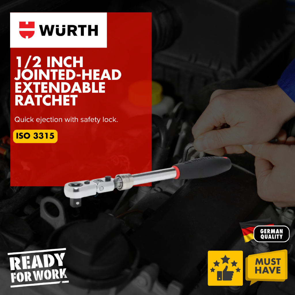 Wurth 1/2 Inch Jointed-Head Extendable Ratchet l Ratchet Boleh Laras l ...