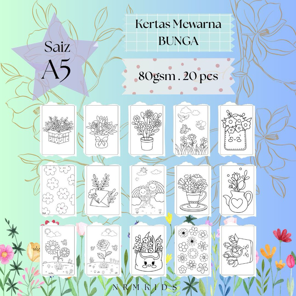A5 Kertas Mewarna Kanak-Kanak (Kids Coloring Sheets) pelbagai tema ...