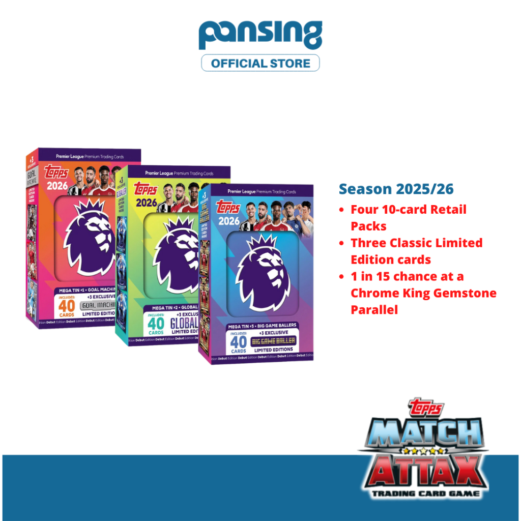 TOPPS Premier League 3 Collectible Mega Tin 2025 TCG - 40 cards [inc 3 ...