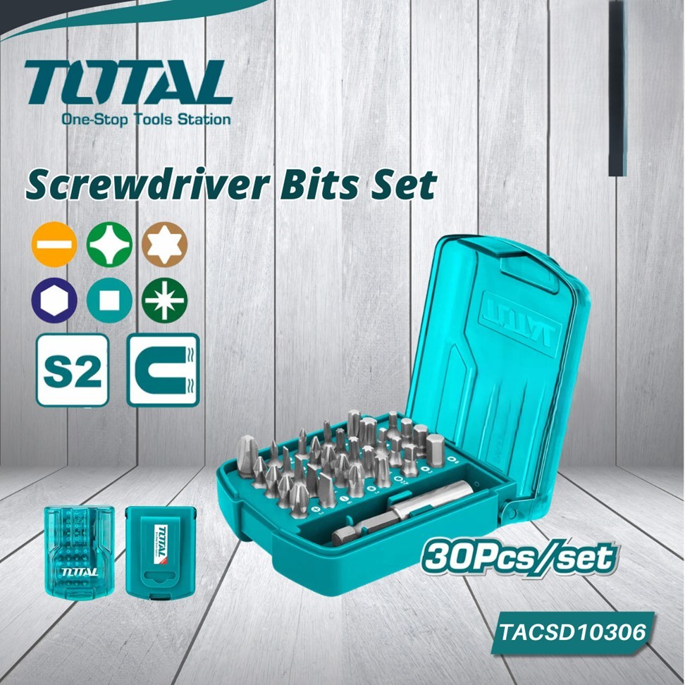 【TOTAL】Industrial Grade Screwdriver Bit Set | Includes PH/SL/Torx/Hex ...