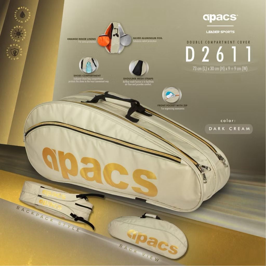 Apacs Double Zip Compartment Badminton Bag Racket 2611 ~Ready Stocks ...