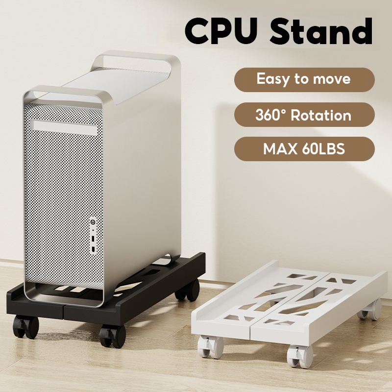 Heavy-Duty Computer CPU Stand with Lockable Casters Up to 60kg for Home ...