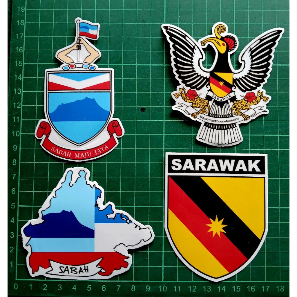 sticker Sabah maps, Jata Sabah, sarawak jata, sarawak logo | Shopee ...