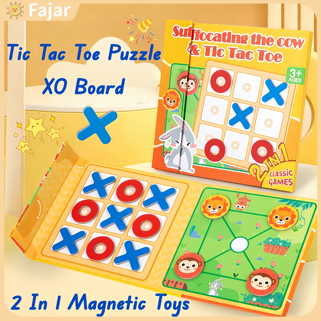 2 In 1 Magnetic Tic Tac Toe Puzzle Chess Game XO Board Puzzle ...