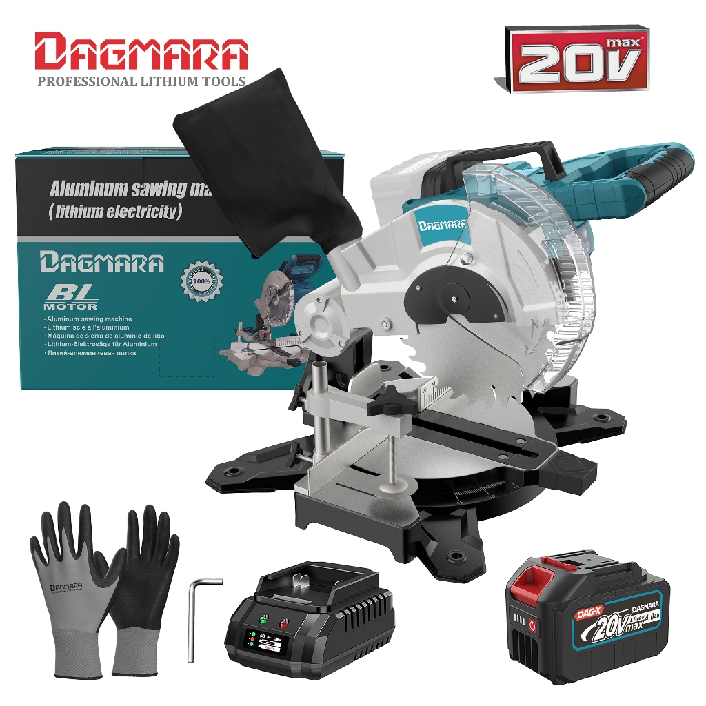 DAGMARA Cordless Power Miter Saw, 8 inch, Single Bevel, Battery and ...