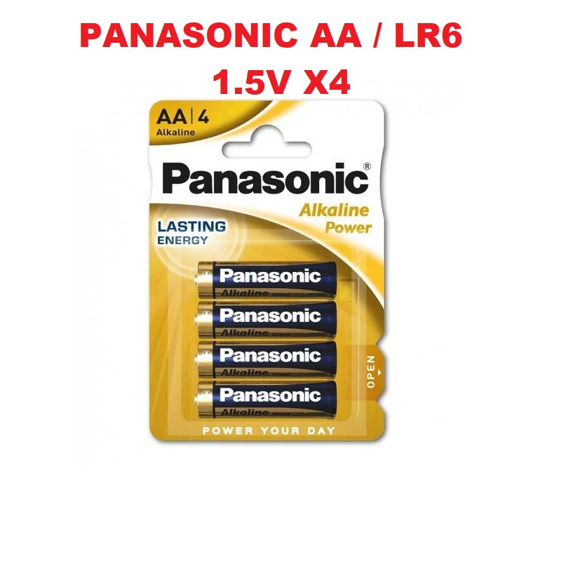 4x Panasonic AA LR6 Batteries Alkaline Power 1.5v Lasting Energy ...