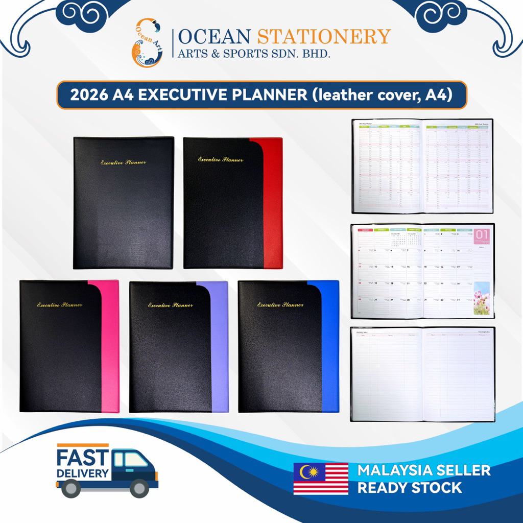 2026 A4 EXECUTIVE PLANNER NOTE BOOK DIARY (leather cover, A4) | Shopee ...