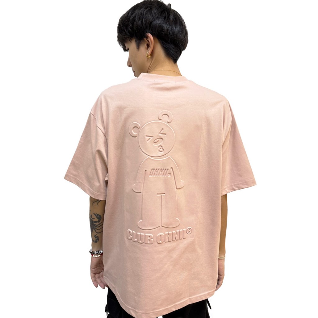 OHNII OVERSIZED 3D CLUB OHNINI HAUGHTY BEAR COTTON JERSEY TSHIRT (PEACH ...
