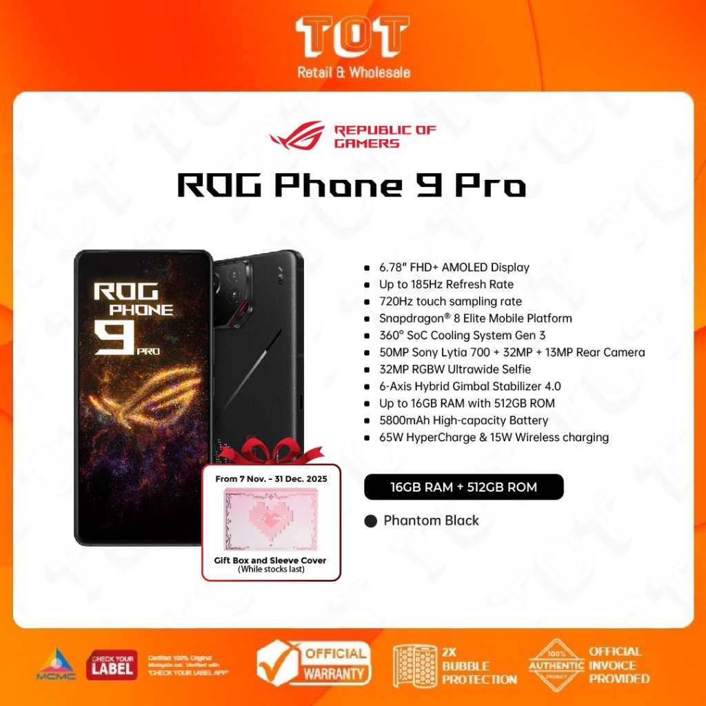 ASUS ROG Phone 9 Pro (16GB RAM + 512GB ROM) | Pro Edition (24GB RAM ...