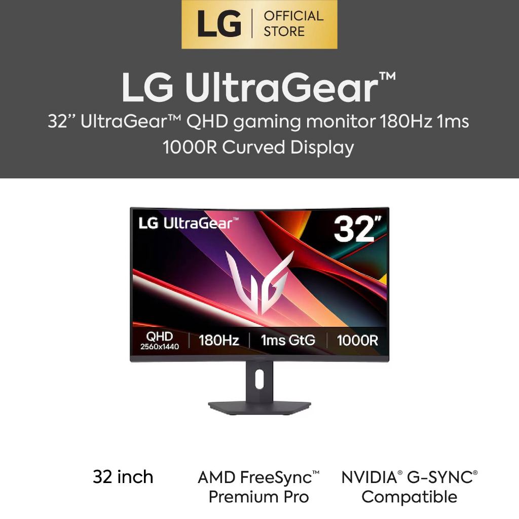 32” UltraGear™ QHD gaming monitor | 180Hz, 1ms, 1000R Curved Display ...