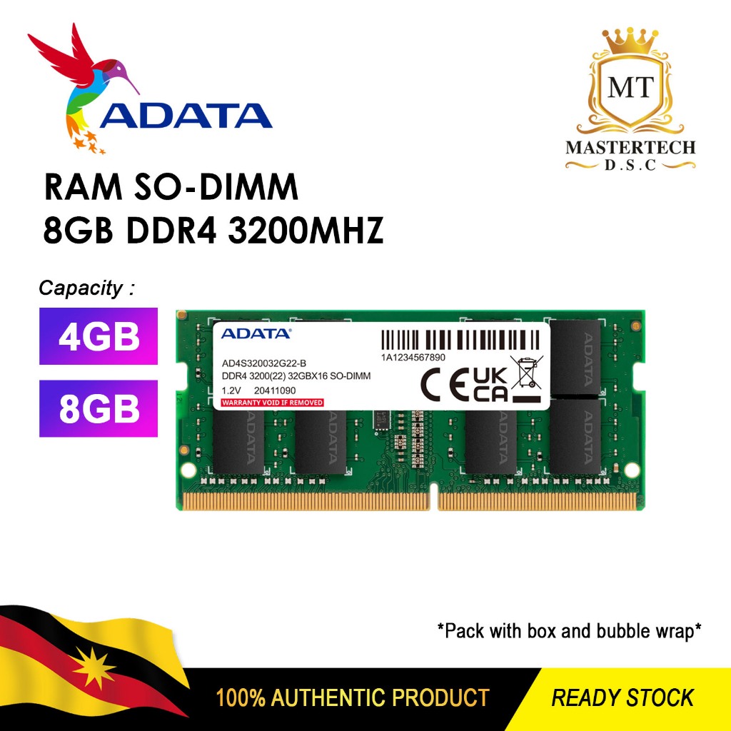 ADATA RAM 4GB / 8GB DDR4 2666MHz 3200MHZ RAM SODIMM | Shopee Malaysia