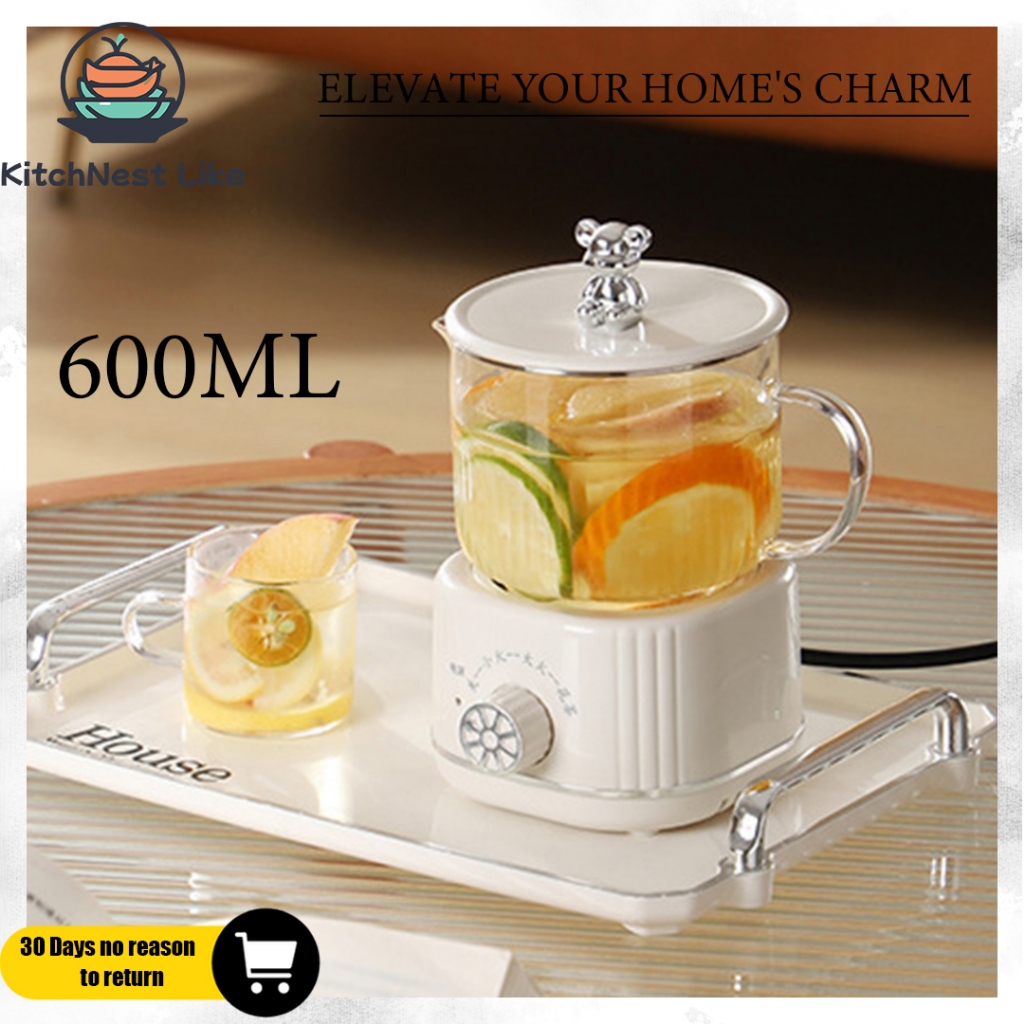 600ML Portable Mechanical Electric Stew Glass Health Mini Teapot ...
