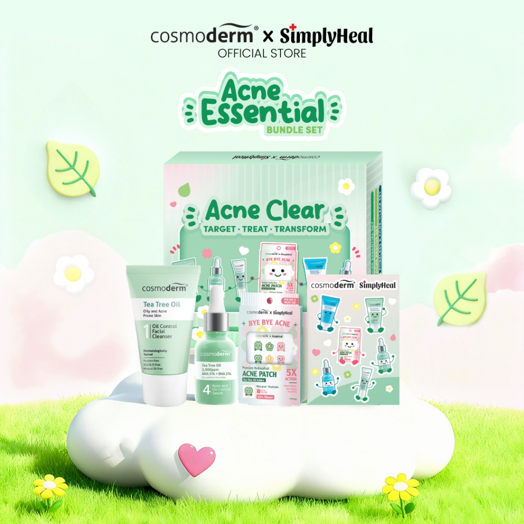 Cosmoderm x SimplyHeal Acne Essential Bundle Set I Cleanser & Serum ...