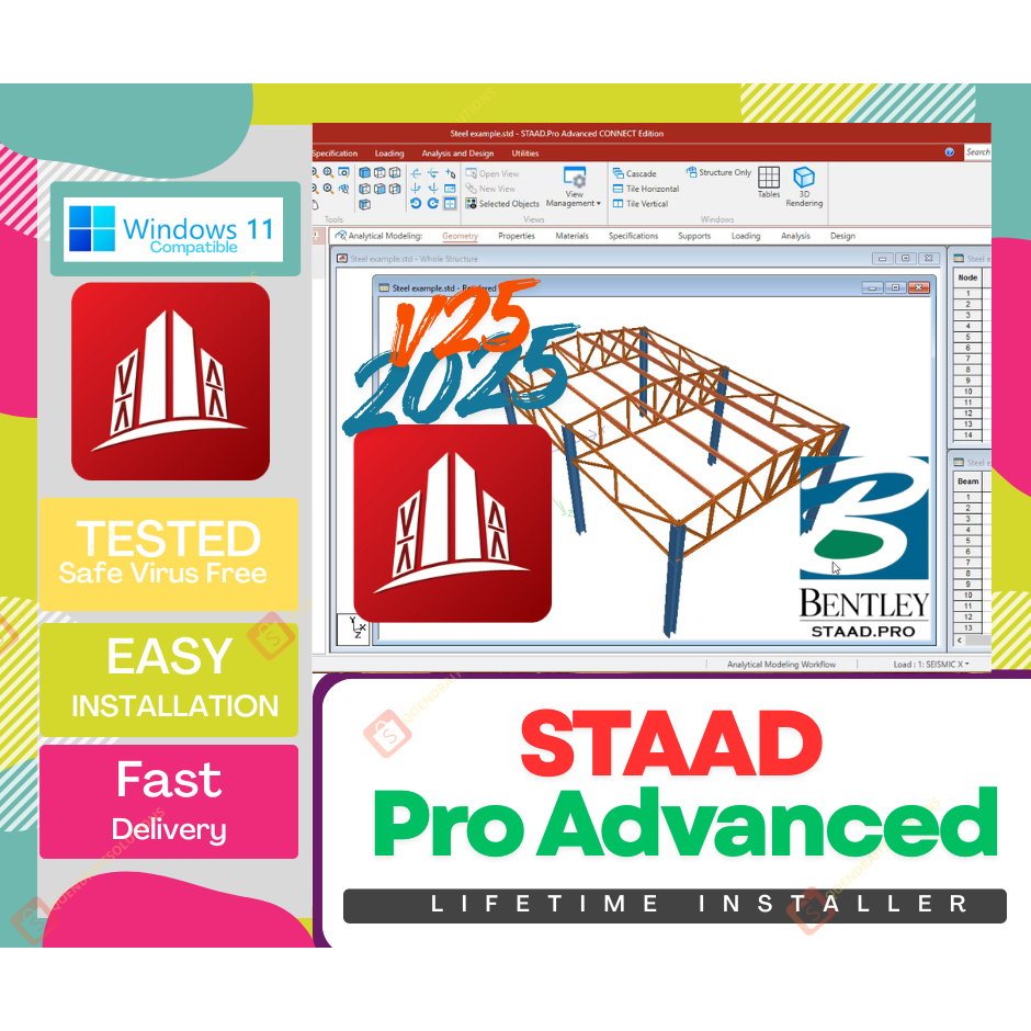 Bentley STAAD Pro Advanced 2025 v25 💻+Video Install For Windows | Full ...