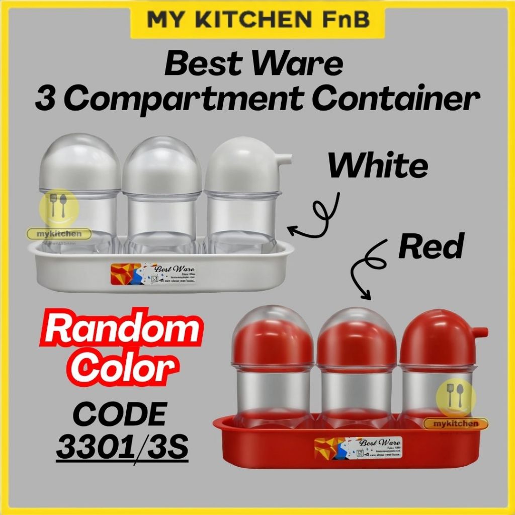 [Kitchen FnB] Bestware 3301 3 Compartment Container Seasoning Container ...