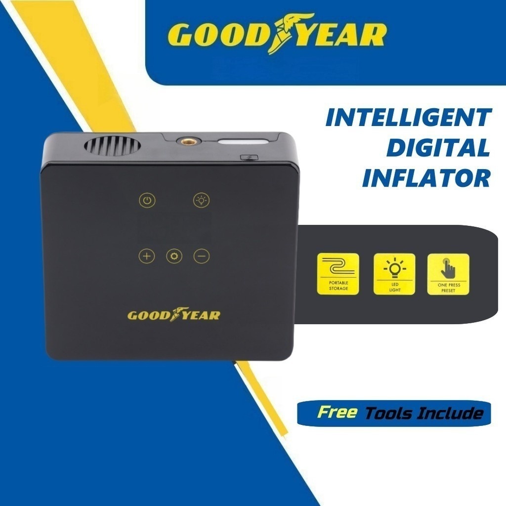 GoodYear Intelligent Digital Inflator DC Compressor Tire Air Pump (12V ...