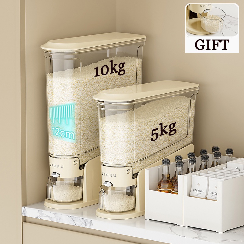 5/10 KG Rice Bucket Clear Kitchen Rice Storage Box Insect Moisture ...