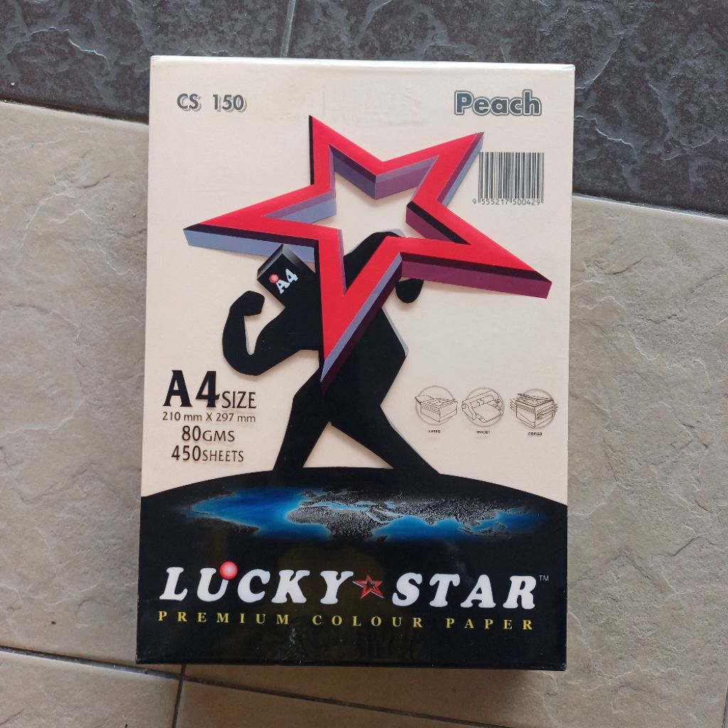 IK LUCKY STAR SPECTRA CS150 PEACH A4 PREMIUM COLOUR PAPER 80 GSM 450 ...