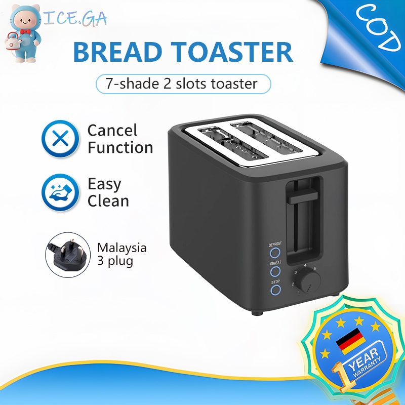 Toaster 750W 2 Slice Pop Up 7-Shades Bread Toaster breakfast machine ...