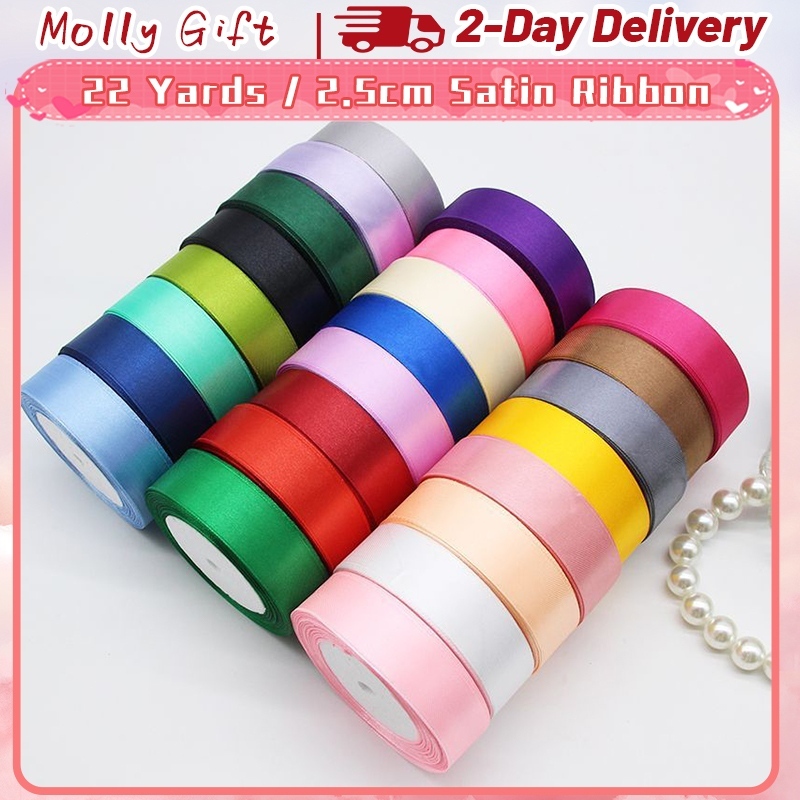 22M/Roll 2.5CM Satin Ribbon Roll Christmas Decoration Ribbons Roll ...