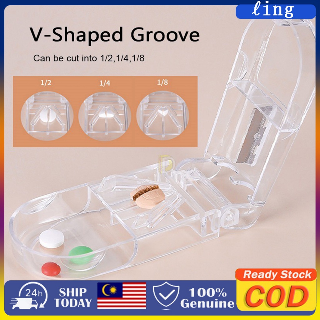 Transparent Pill Cutter Box | Portable Medicine Splitter & Divider ...