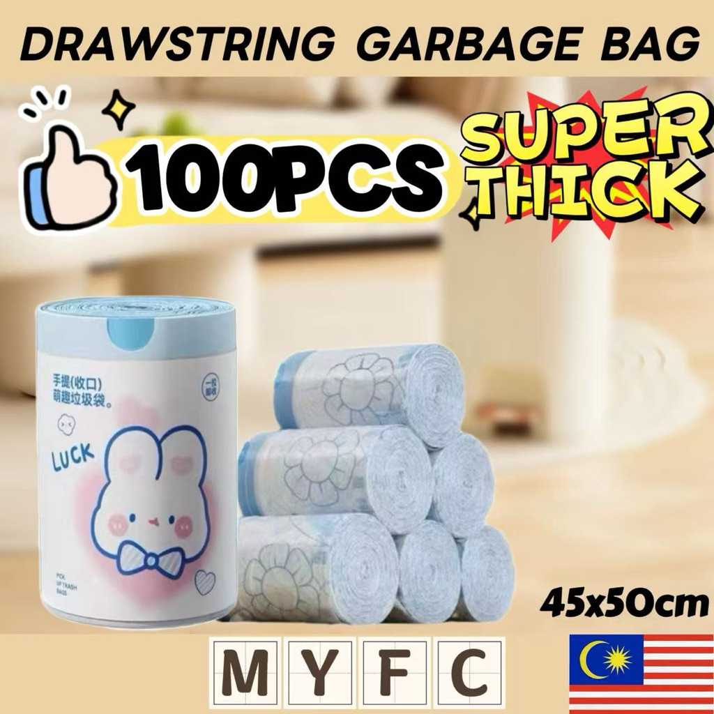 100PCS Blue Rabbit Garbage Bag Kitchen Portable Storage Bag Trash Bag ...