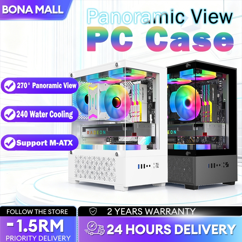Computer Case Sea View Room Column-Free M-ATX Motherboard Desktop Black ...