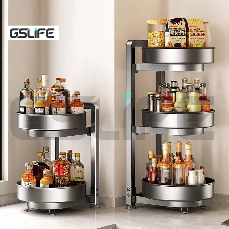 GSlife 2/3 Tier 360° Rotating Spice Rack Kitchen Seasoning Shelf ...
