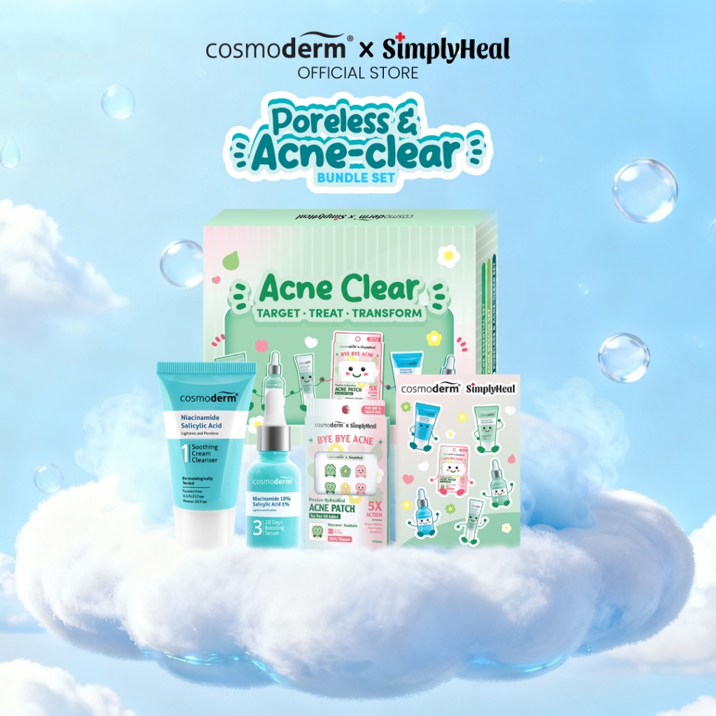 Cosmoderm x SimplyHeal Poreless & Acne-Clear Bundle Set, Cleanser ...