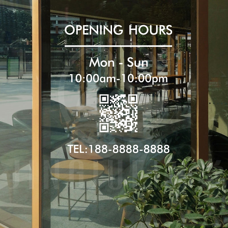 Customized shop opening hours glass stickers for milk tea shops cafes ...