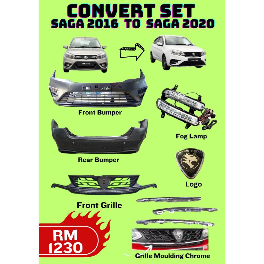 #FASTLINK PROTON SAGA VVT 2016 CONVERT TO 2020 SET COMBO FRONT REAR ...