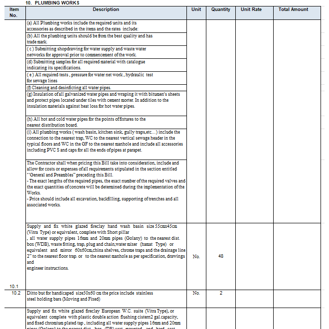 Housing & Residential Building Bill of Quantities (BOQ) Editable ...