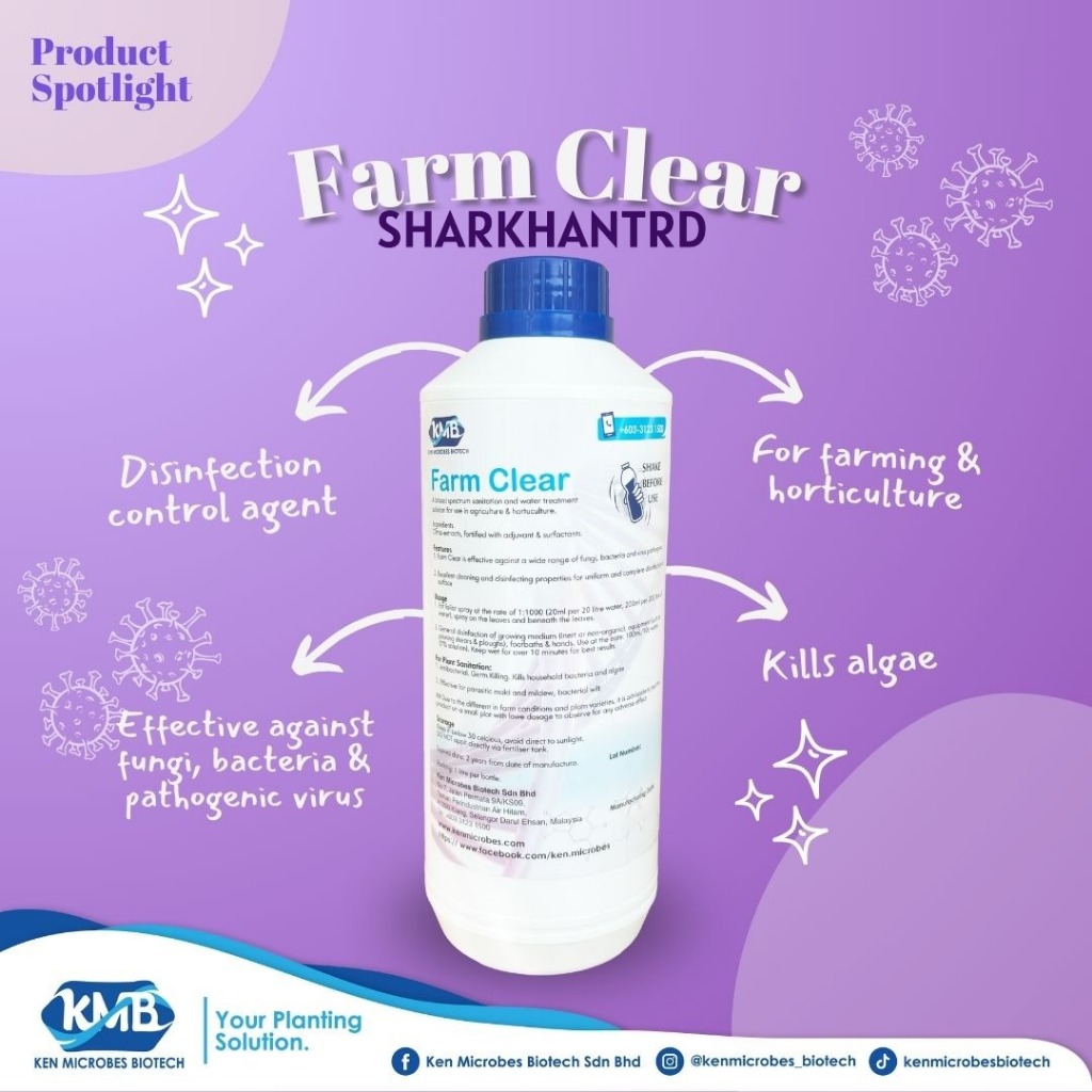 Botol 1ltr FARM CLEAR Ken Microbes Biotech Cecair Organik Sanitasi ...