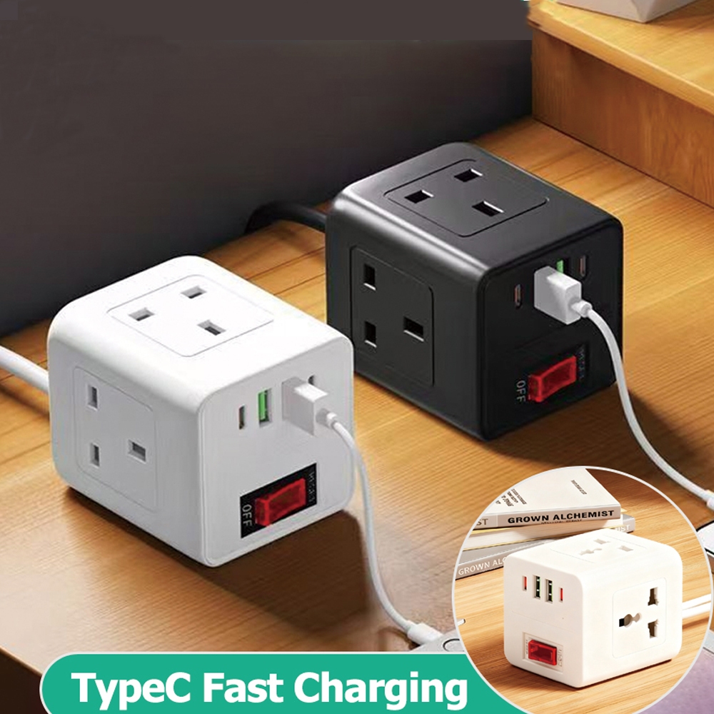 Universal Power Cube Outlet Socket 9 Hole Protection USB Type C ...