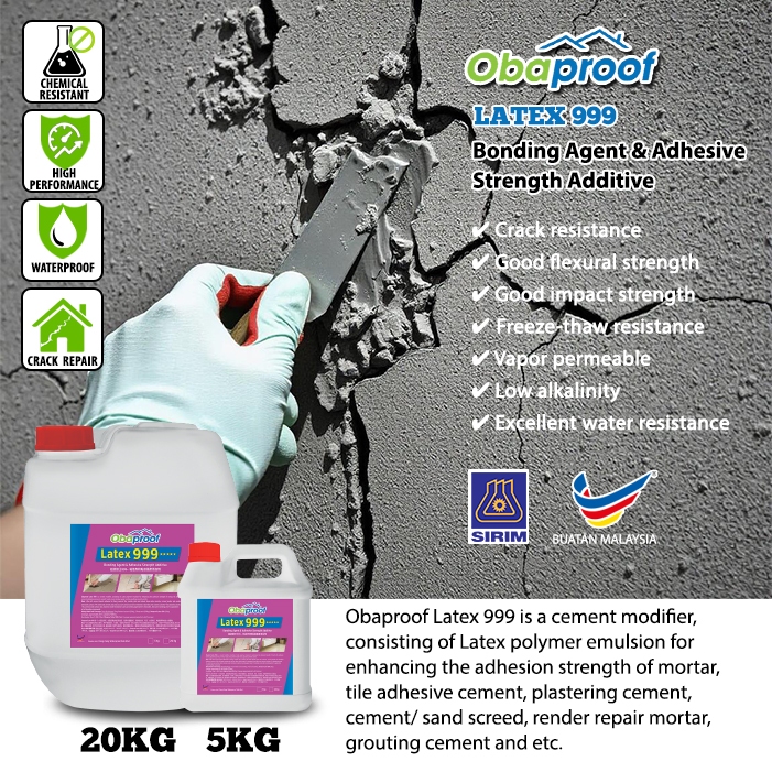 OBAPROOF LATEX 999 BONDING AGENT & ADHESIVE STRENGTH ADDITIVE CEMENT ...