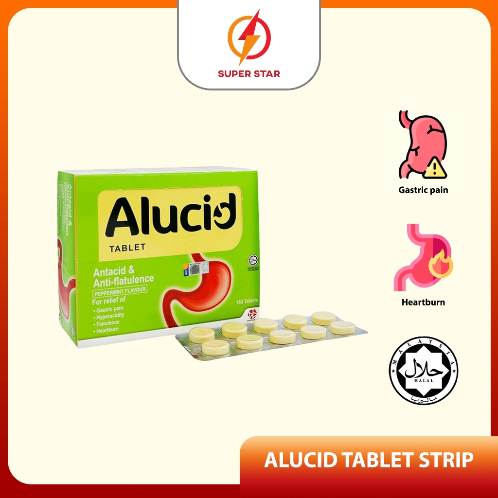 Alucid Tablet Relief Of Gastric Pain / Heartburn (18 x 10s) 1 Strip ...